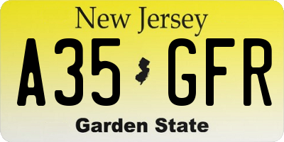 NJ license plate A35GFR