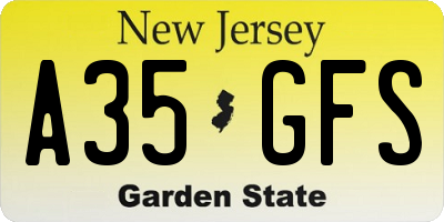 NJ license plate A35GFS