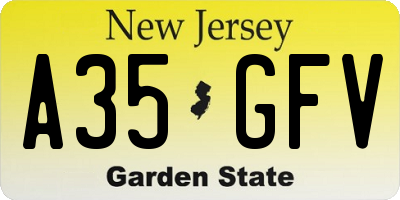 NJ license plate A35GFV