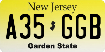 NJ license plate A35GGB