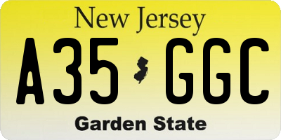NJ license plate A35GGC