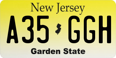 NJ license plate A35GGH