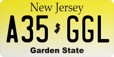 NJ license plate A35GGL