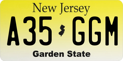 NJ license plate A35GGM