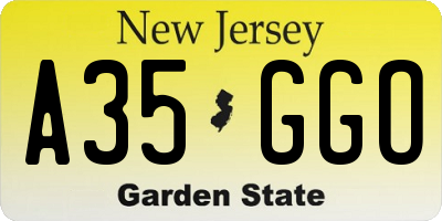 NJ license plate A35GGO