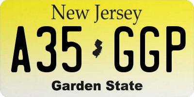 NJ license plate A35GGP