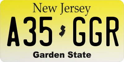 NJ license plate A35GGR