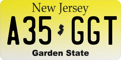 NJ license plate A35GGT