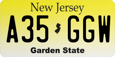 NJ license plate A35GGW