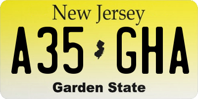 NJ license plate A35GHA