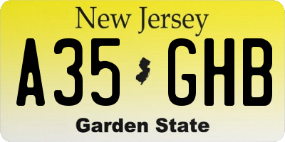 NJ license plate A35GHB