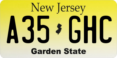 NJ license plate A35GHC