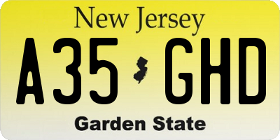 NJ license plate A35GHD