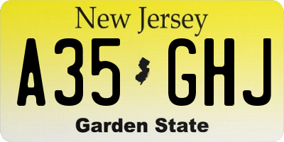 NJ license plate A35GHJ