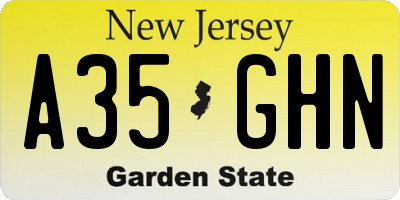 NJ license plate A35GHN
