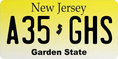 NJ license plate A35GHS