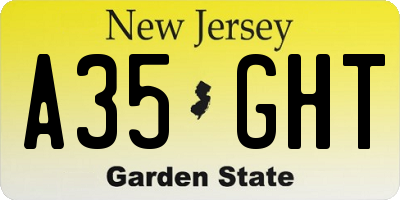NJ license plate A35GHT
