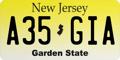 NJ license plate A35GIA
