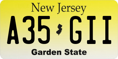 NJ license plate A35GII