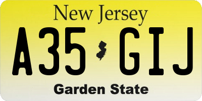 NJ license plate A35GIJ