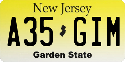 NJ license plate A35GIM
