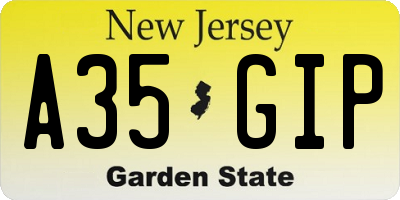 NJ license plate A35GIP