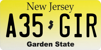 NJ license plate A35GIR