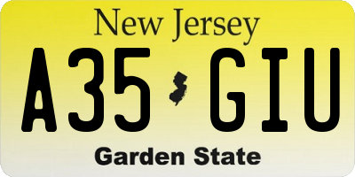 NJ license plate A35GIU