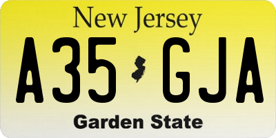 NJ license plate A35GJA