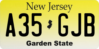 NJ license plate A35GJB