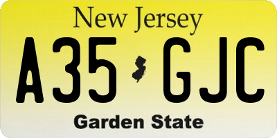 NJ license plate A35GJC