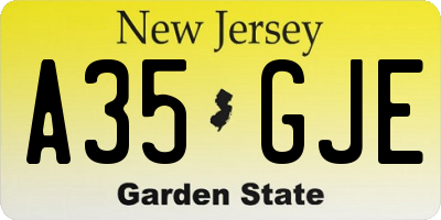 NJ license plate A35GJE