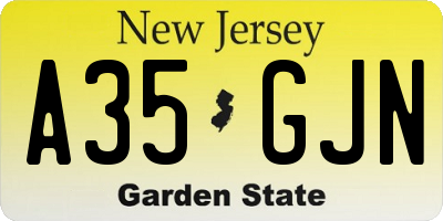 NJ license plate A35GJN
