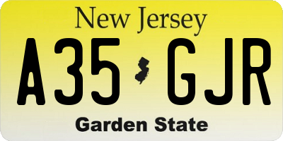NJ license plate A35GJR