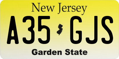 NJ license plate A35GJS
