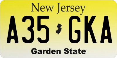 NJ license plate A35GKA