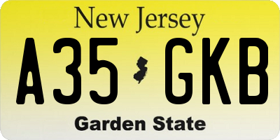 NJ license plate A35GKB