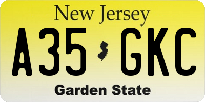 NJ license plate A35GKC