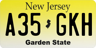 NJ license plate A35GKH