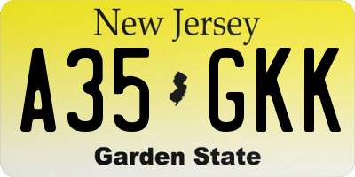 NJ license plate A35GKK