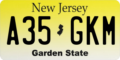 NJ license plate A35GKM