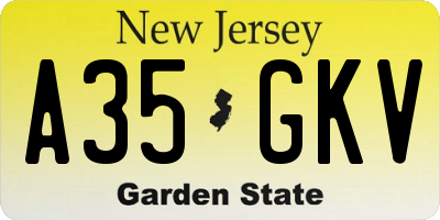 NJ license plate A35GKV