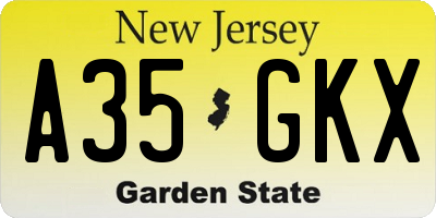 NJ license plate A35GKX