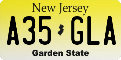 NJ license plate A35GLA