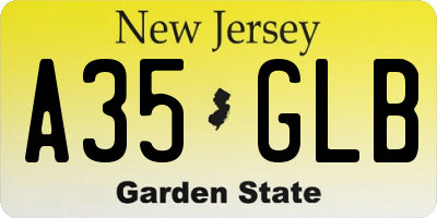 NJ license plate A35GLB