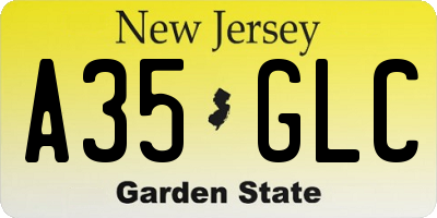 NJ license plate A35GLC