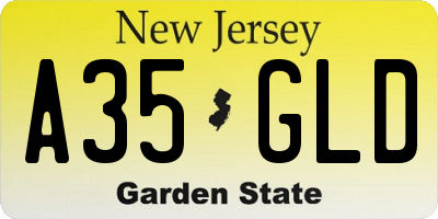 NJ license plate A35GLD