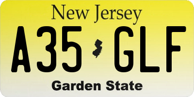 NJ license plate A35GLF