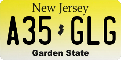 NJ license plate A35GLG