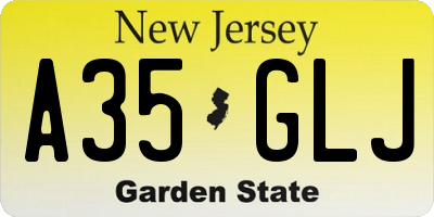 NJ license plate A35GLJ